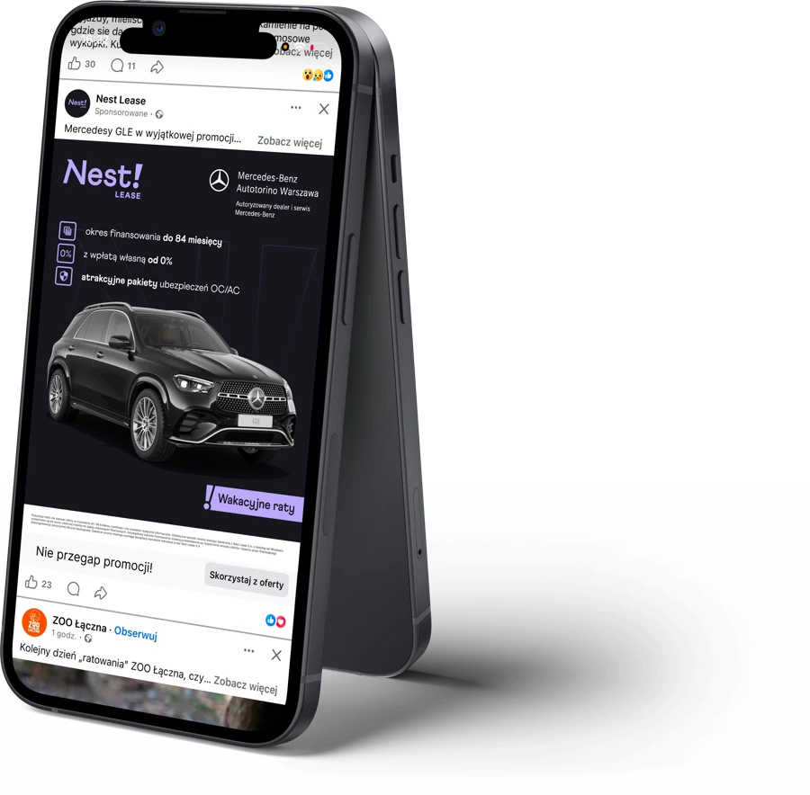 Reklama Nest Lease i Mercedes-Benz Autotorino na Facebooku